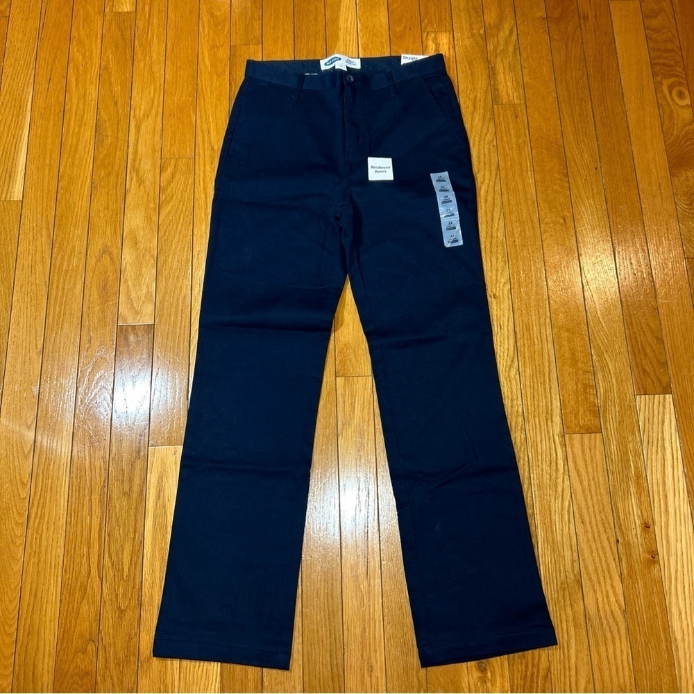 New NWT Old Navy Built In Flex Uniform Pants Boys Size 14 Navy Blue Inseam 29”